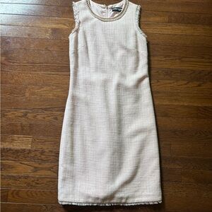 Karl Lagerfeld Paris Tan Sheath Midi Dress Crew Neck Sleeveless